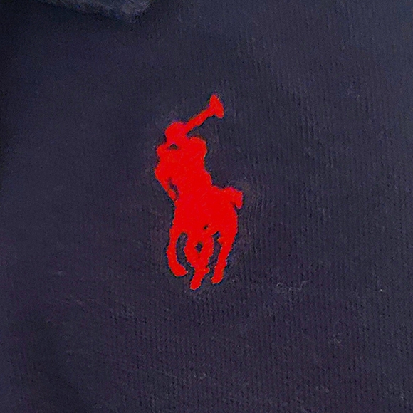 Ralph Lauren Baby Boys' Navy Blue Cotton Polo Shirt With Red Pony Logo Sz 3 Mos - Picture 2 of 8